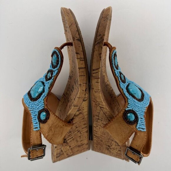 Simply Vera Vera Wang Womens 112913 Blue Beaded Thong Size 7.5 Wedge Sandals - Picture 7 of 10